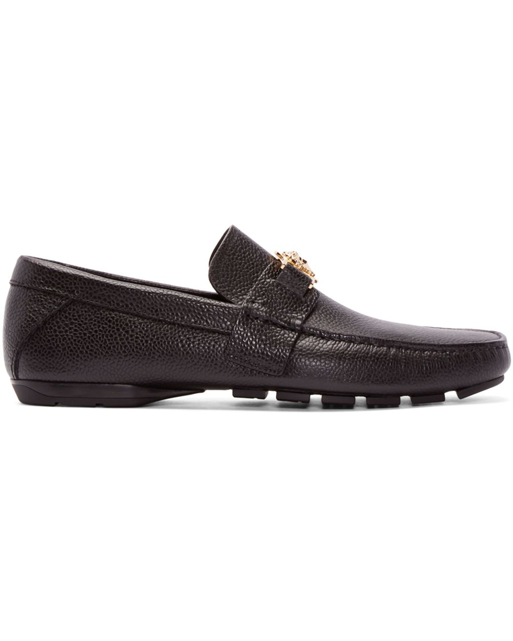 Versace Black Leather Medusa Loafers for Men Lyst