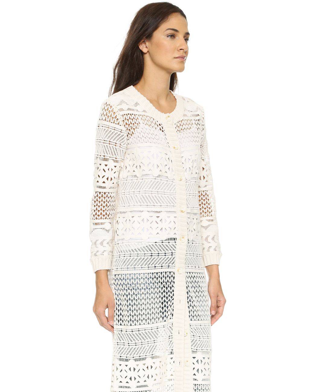 Sea Long Lace Cardigan in Cream (White 