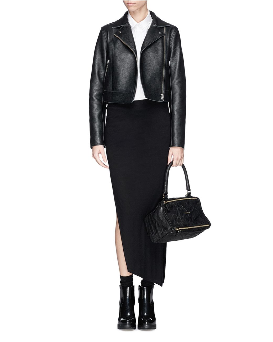 Givenchy Small Pandora Goatskin Leather Shoulder Bag Black