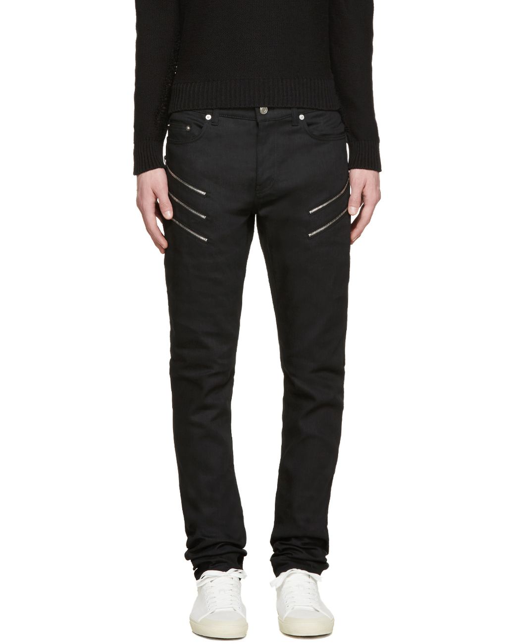 Saint Laurent Black Skinny Zip Jeans for Men Lyst UK