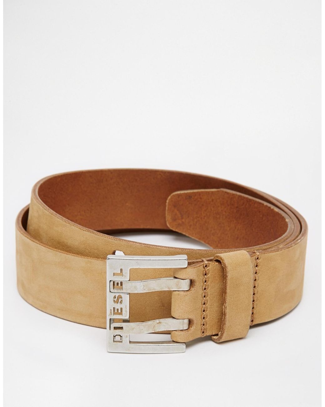 DIESEL Bit Double Prong Leather Belt in Brown for Men | Lyst Canada