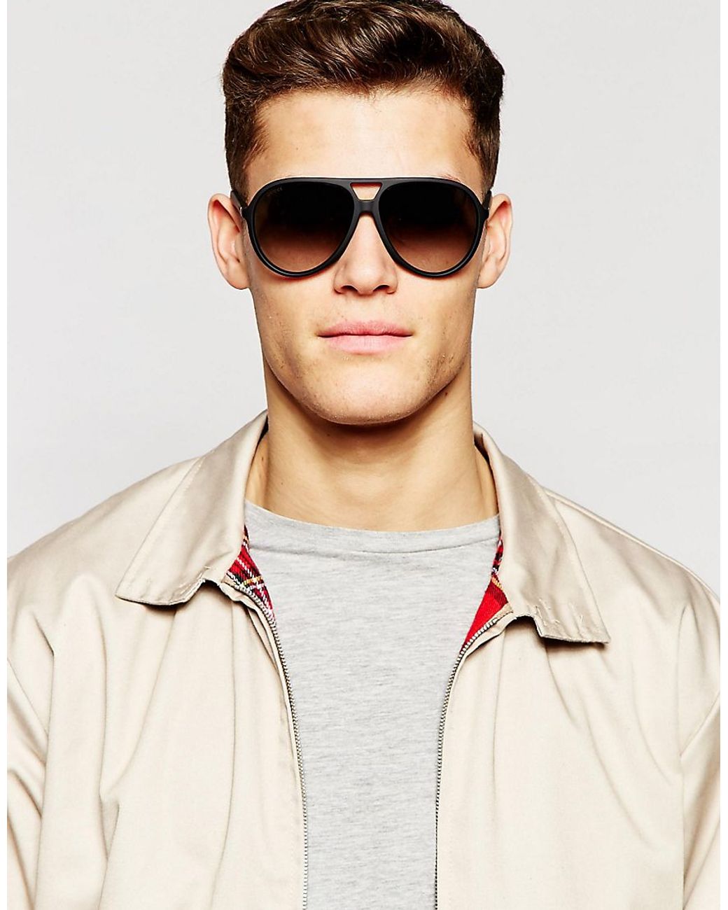 Gucci Aviator Sunglasses In Black for Men | Lyst