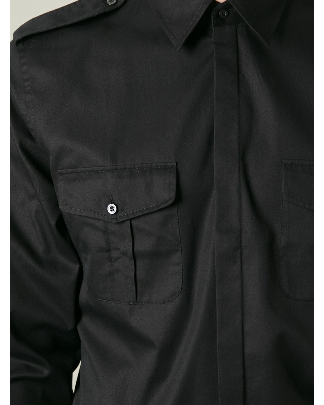 Gucci Military Style Shirt In Black For Men | Lyst