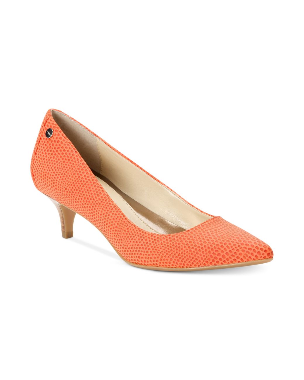 Calvin Klein Womens Nicki Kitten Heel Pumps in Orange | Lyst