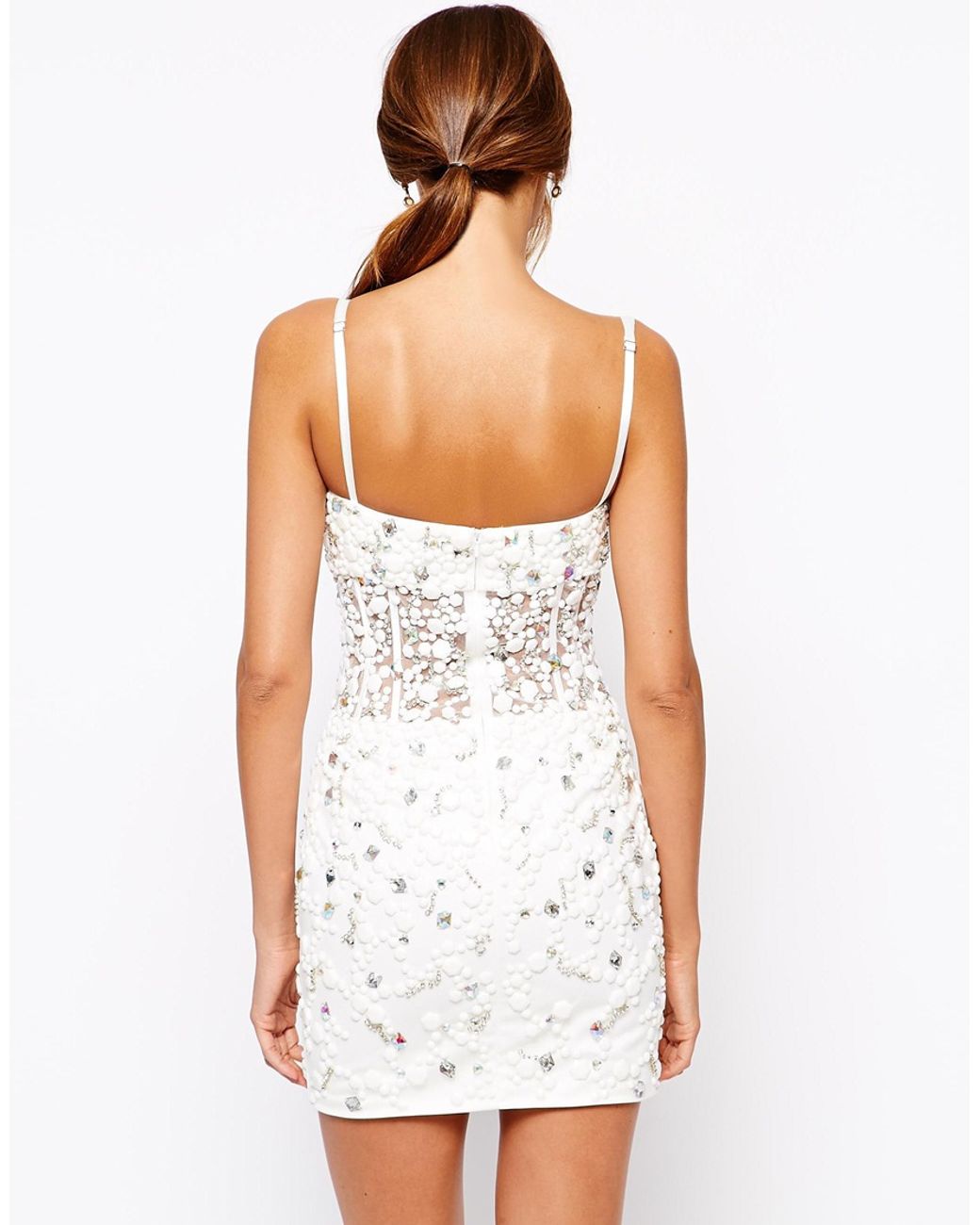 Forever Unique Rococo Heavily Embellished Mini Dress in White | Lyst