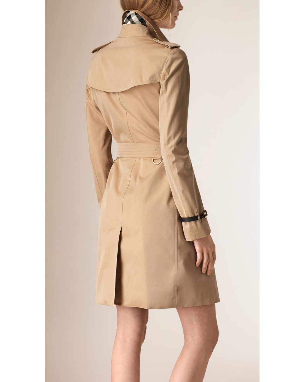 Burberry Metal Button Detail Cotton Gabardine Trench Coat in Natural | Lyst