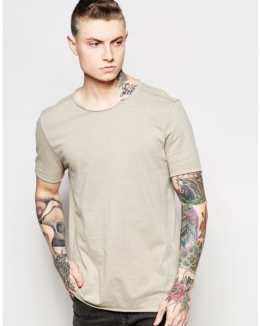 ASOS T-shirt With Raw Edges And Exposed Seams - Gray for Men | Lyst