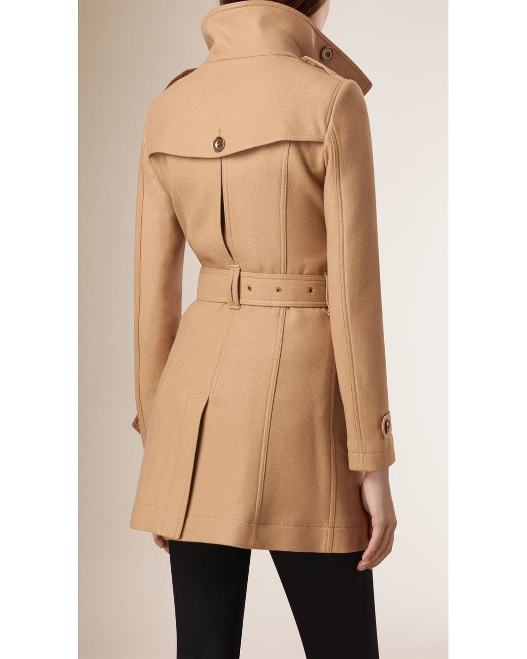 Burberry short double best sale wool twill trench coat