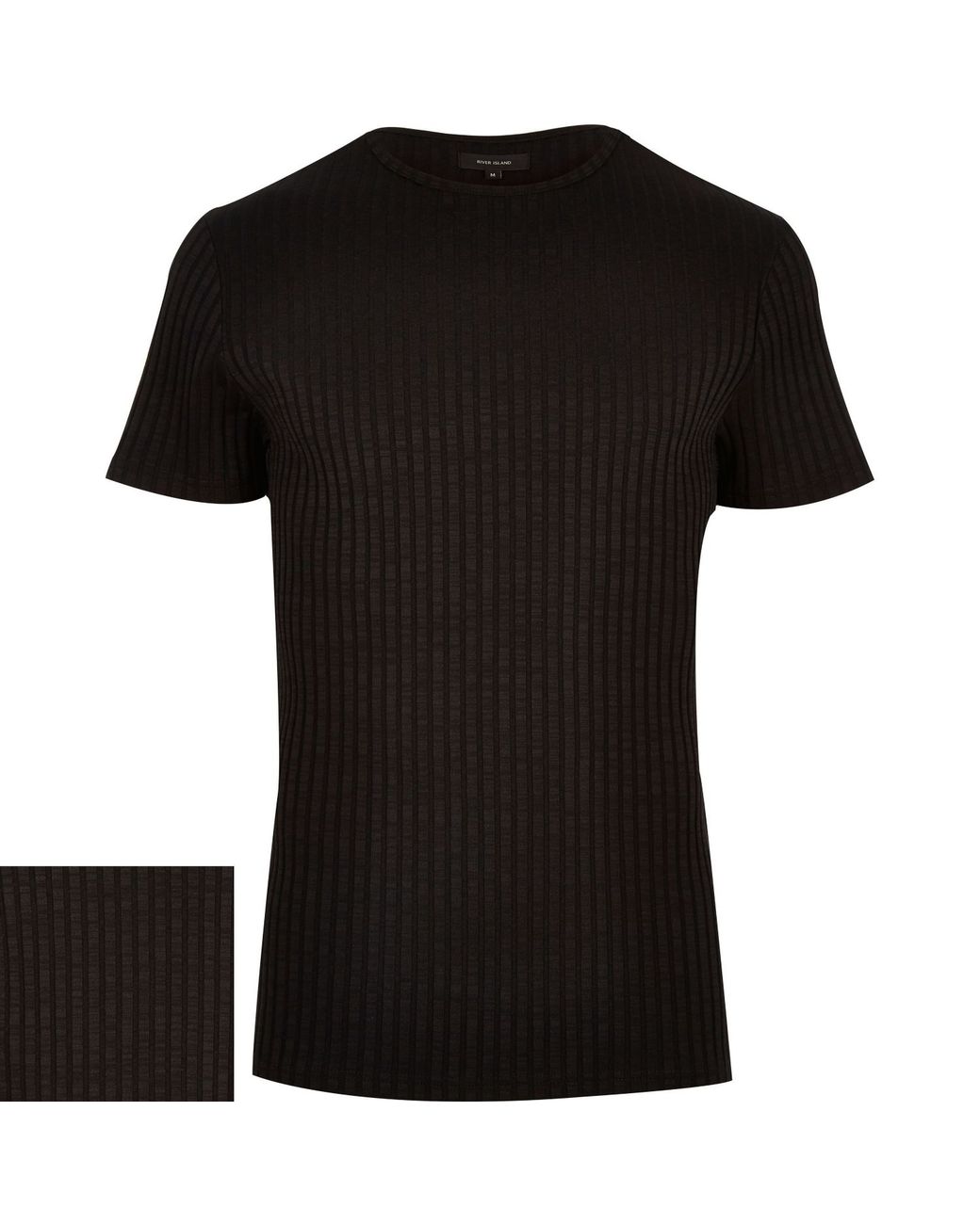 River Island Black Chunky Ribbed T-shirt for Men | Lyst UK