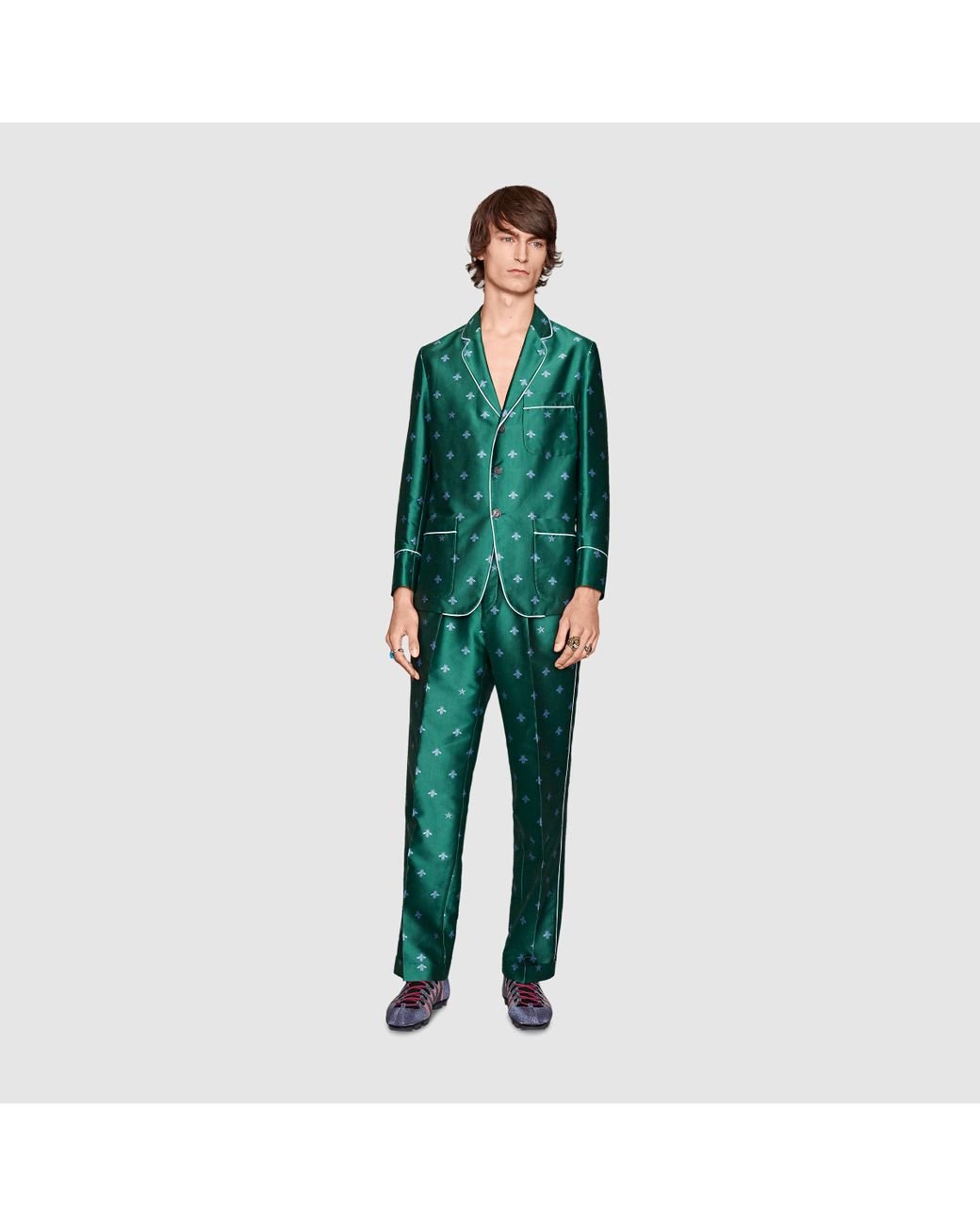 Gucci Bee Jacquard Pajama Pant in Green for Men | Lyst
