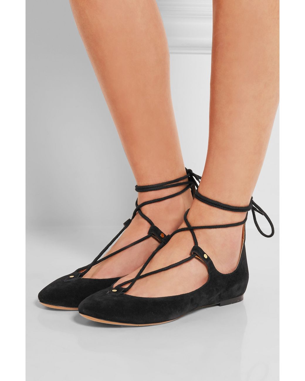 Black lace clearance up ballet pumps