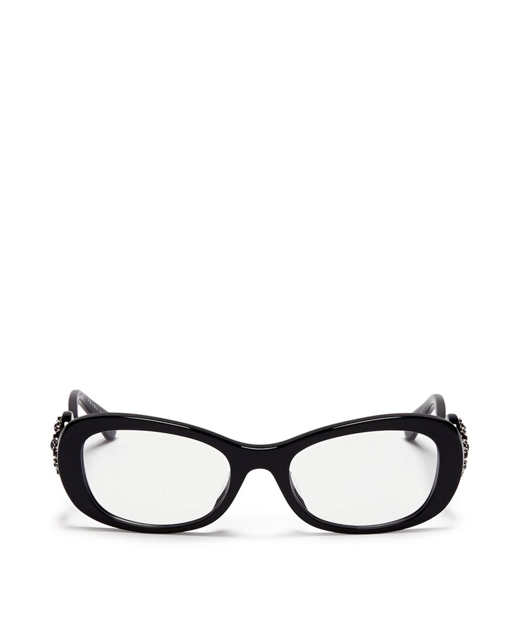 Prada Ornate Crystal Swirl Temple Acetate Optical Glasses in Black | Lyst