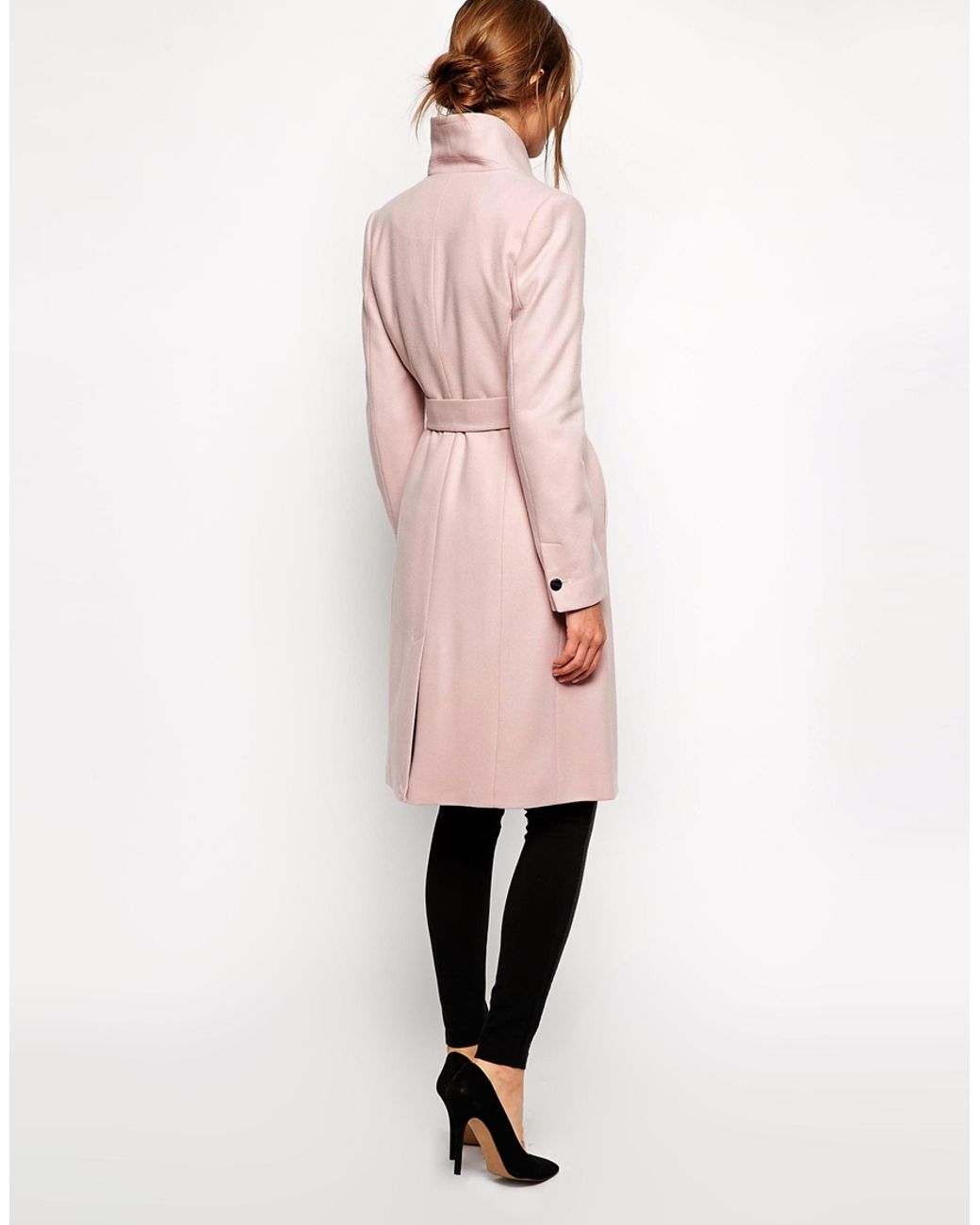 Ted Baker Belted Wrap Coat In Pale Pink | Lyst