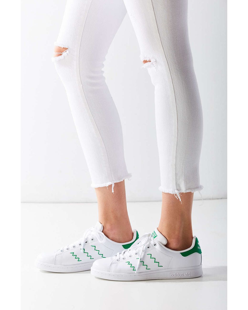 adidas Originals Leather Zig Zag Stan Smith Sneaker in White | Lyst