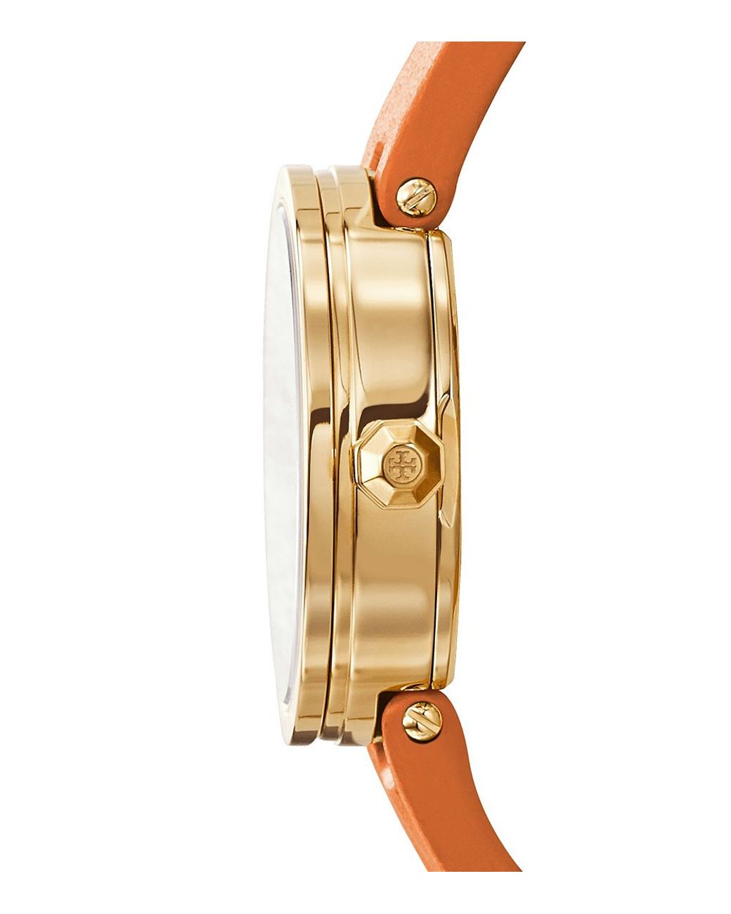 Tory Burch Reva Watch, Orange Leather/gold-tone, 28 Mm in  display picture 3