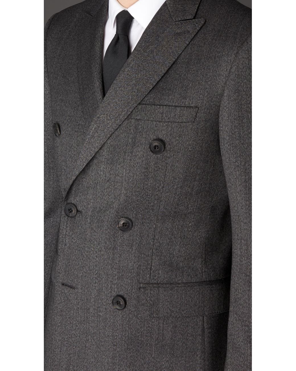 Burberry Slim Fit Virgin Wool Double-Breasted Suit in Gray for Men | Lyst