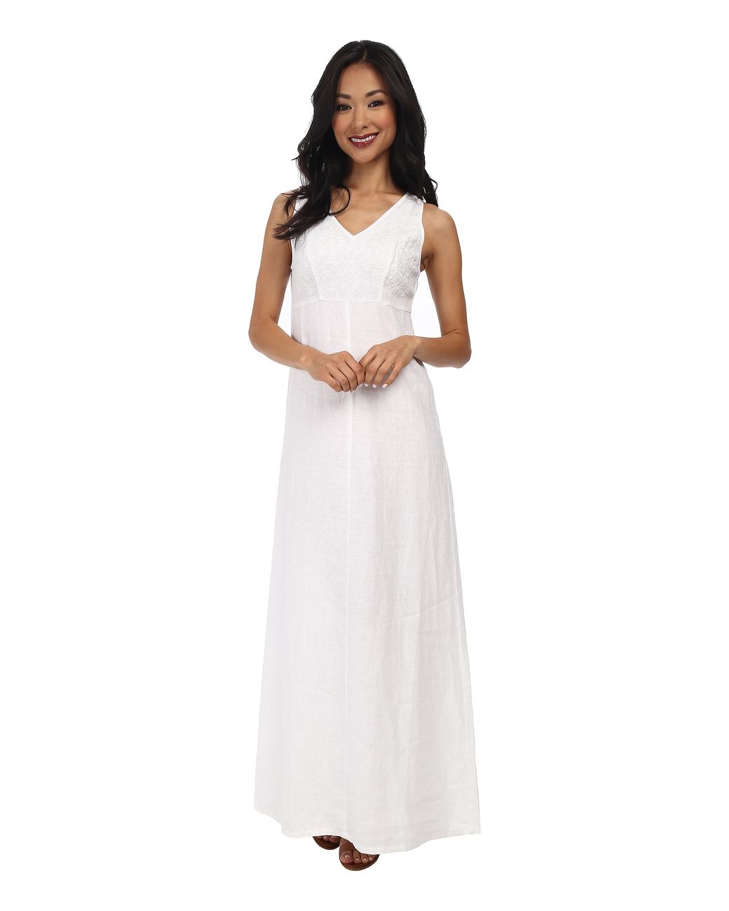 Tommy Bahama Two Palms Linen Embellished VNeck Maxi Dress in White Lyst