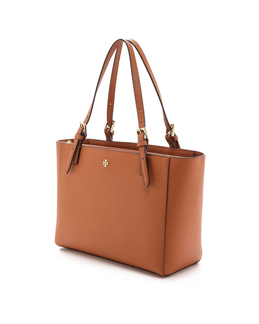 Tory Burch 'york' Small Leather Buckle Tote in Orange