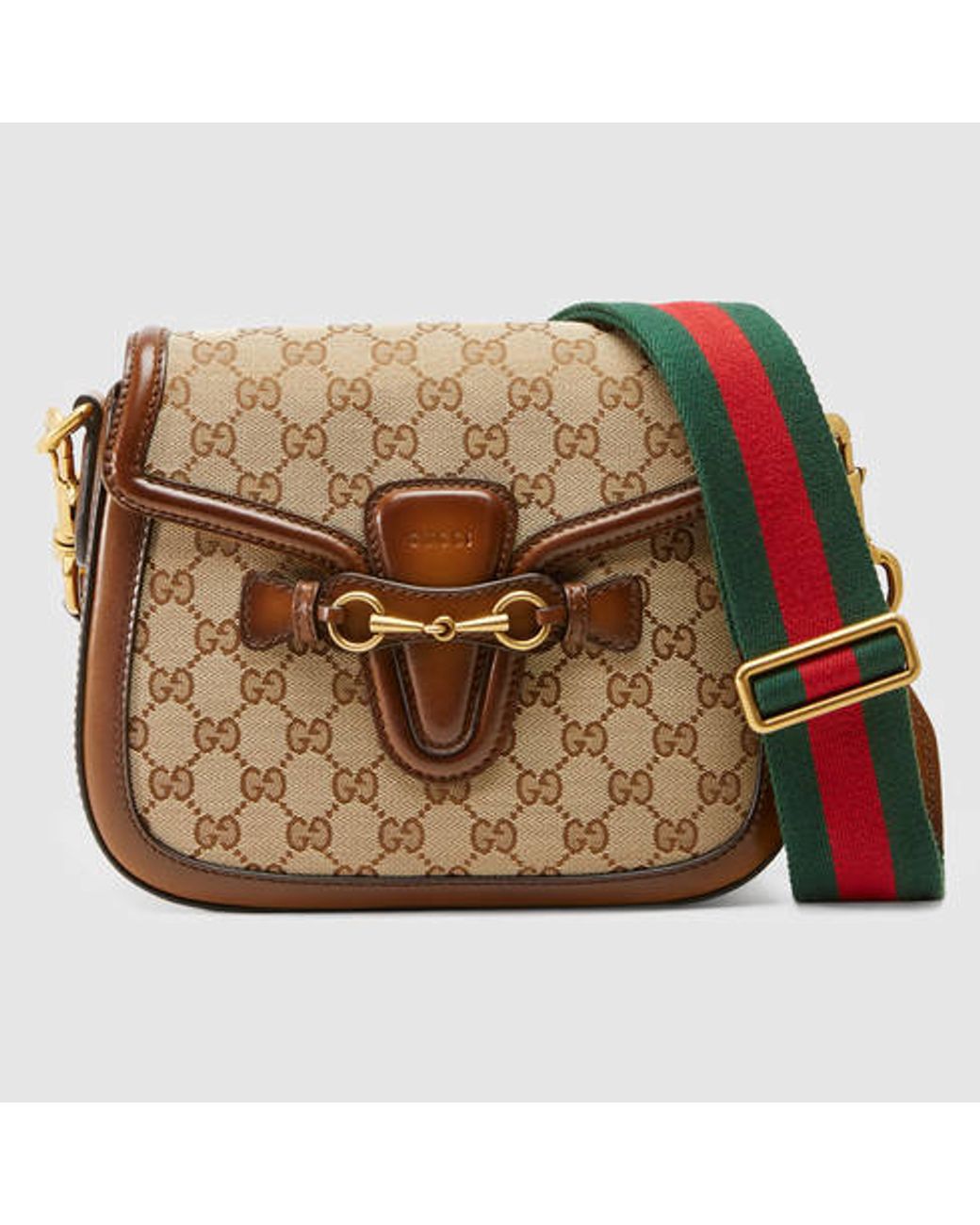 Gucci Lady Web Original Gg Shoulder Bag in Brown | Lyst