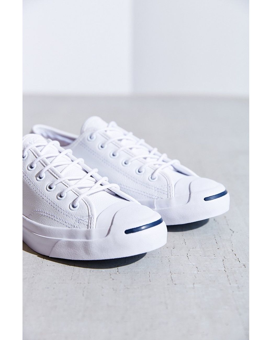 Converse Jack Purcell Tumbled Leather Low-Top Sneaker in White | Lyst
