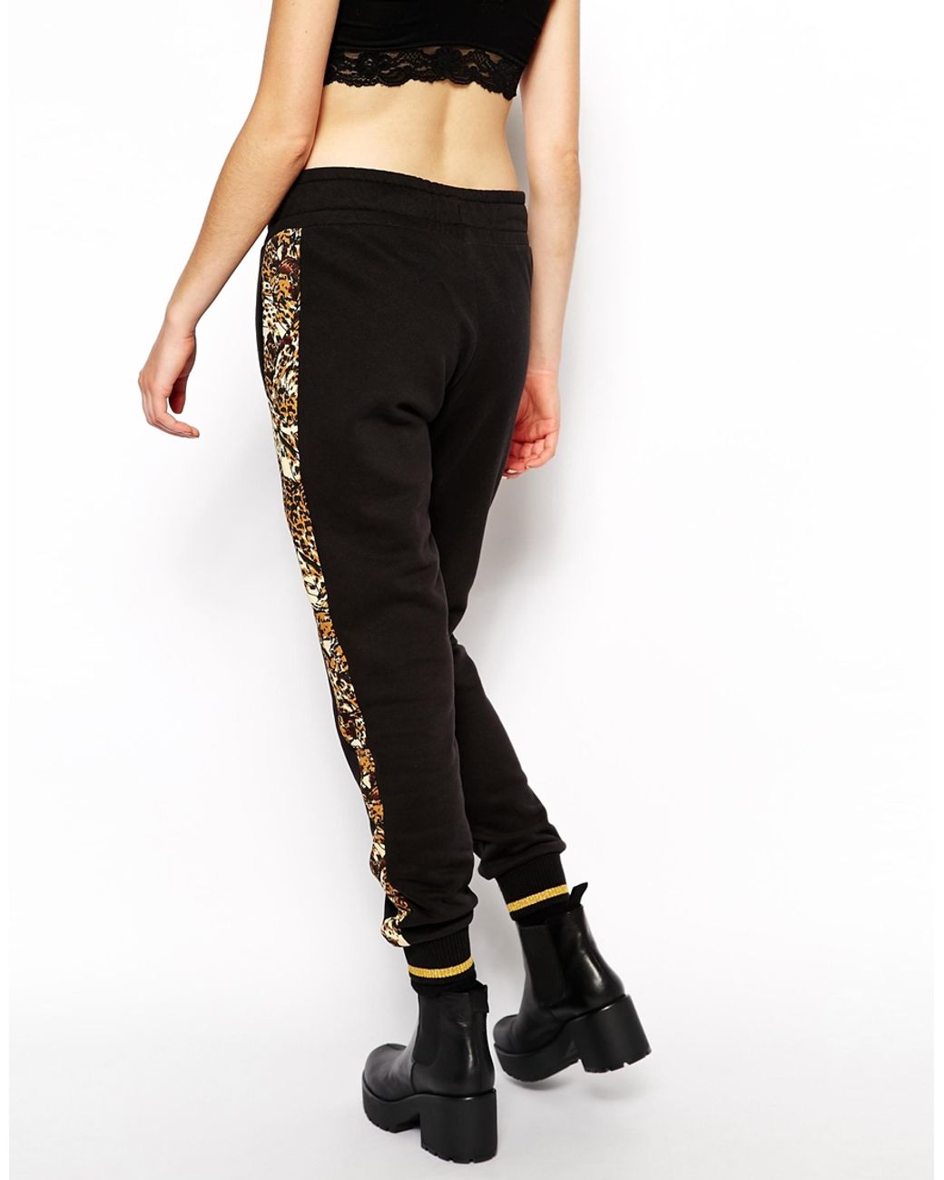 Buy Pineapple Girls Leopard Panel Black Joggers from Next USA