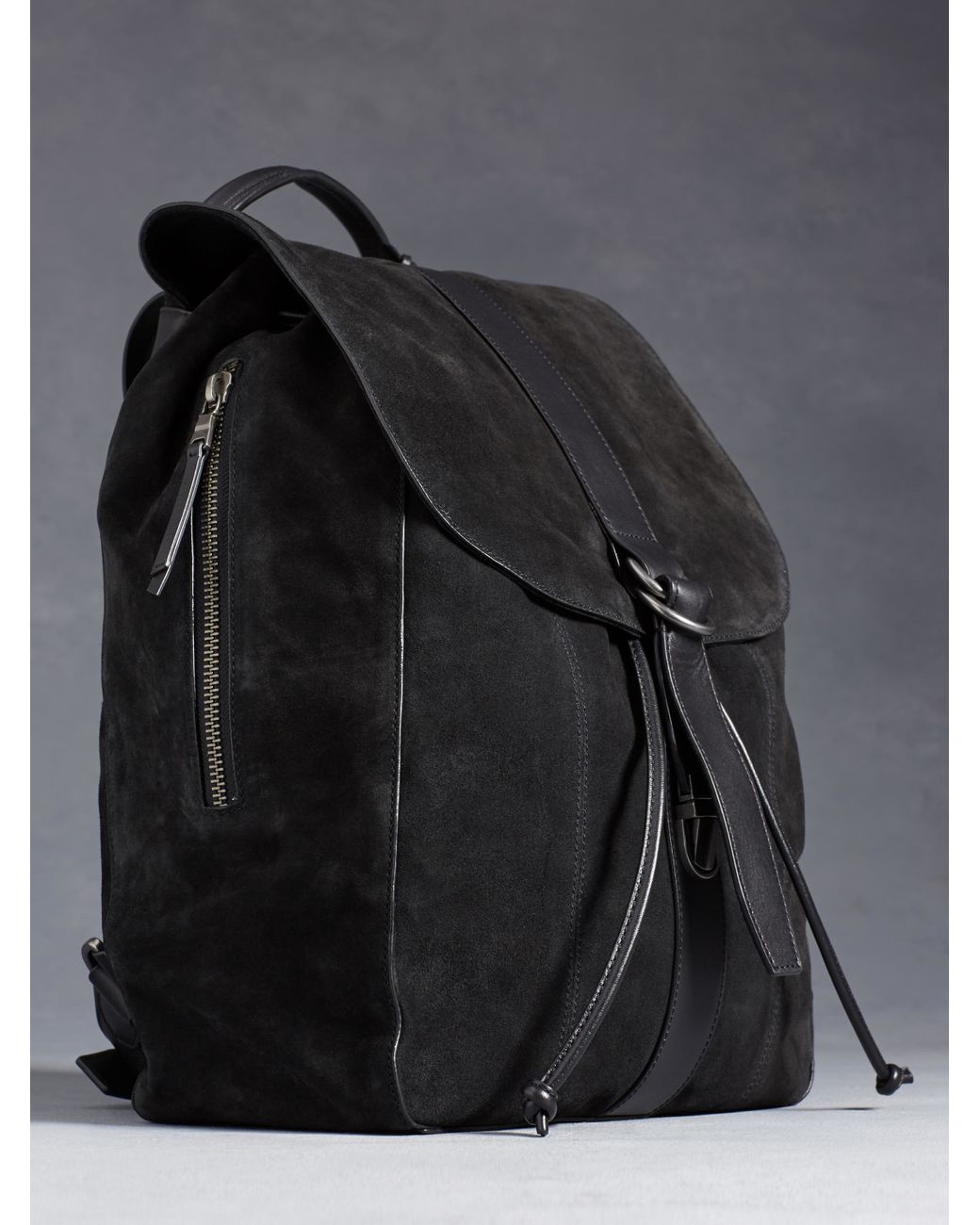 John Varvatos Suede Backpack in Black for Men Lyst