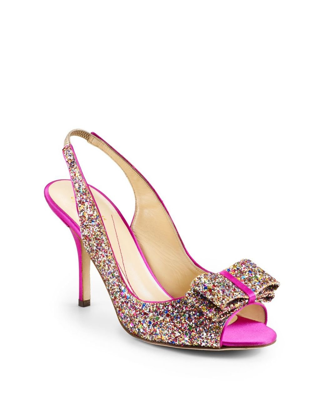 Kate Spade Charm Glitter Bow Slingback Pumps | Lyst