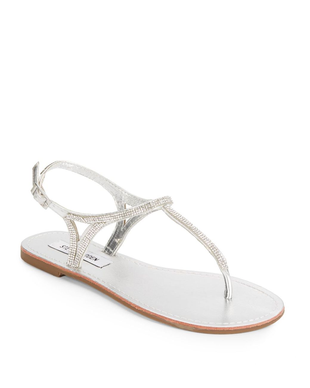 Steve Madden Rhinestone Thong Sandals in Metallic | Lyst