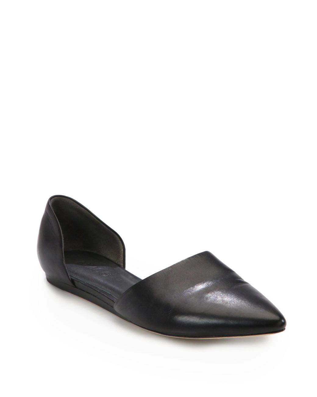 Vince Nina Leather D'orsay Flats in Black | Lyst