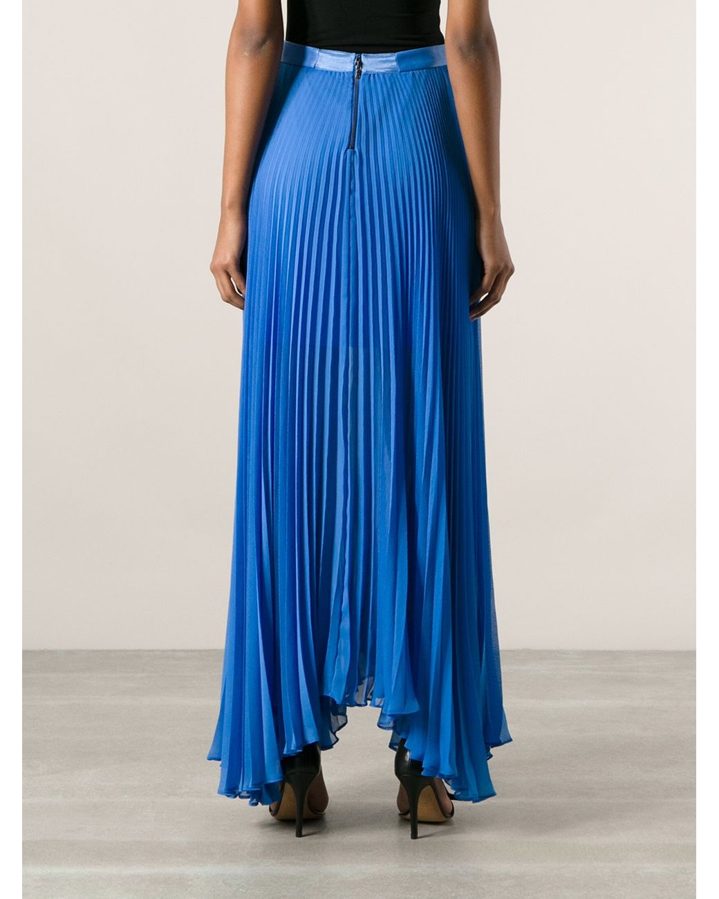 Blue pleated maxi skirt online