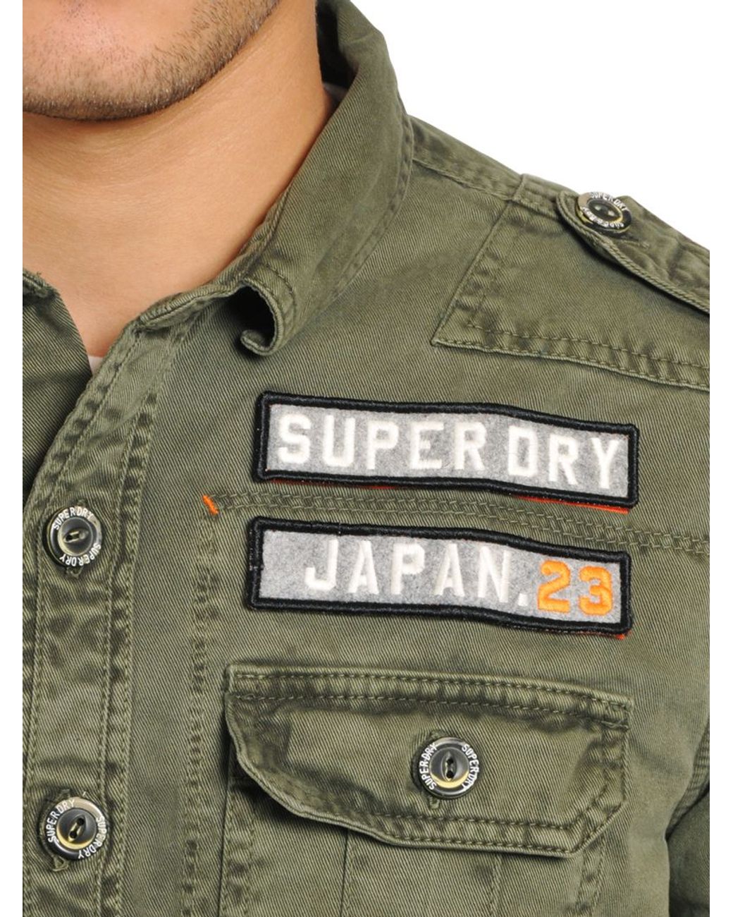 Superdry Ls Delta Military Cotton Gabardine Shirt in Green for Men | Lyst