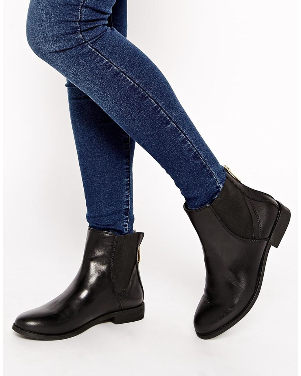 ALDO Sauma Zip Back Flat Chelsea Boots in Black Lyst