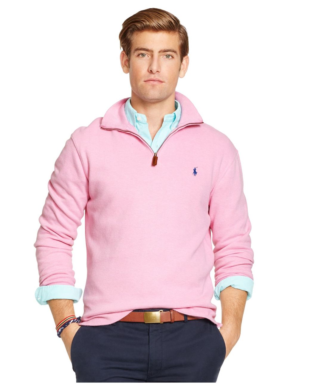 ketcher stål Minister Polo Ralph Lauren French-Rib Half-Zip Pullover in Pink for Men | Lyst