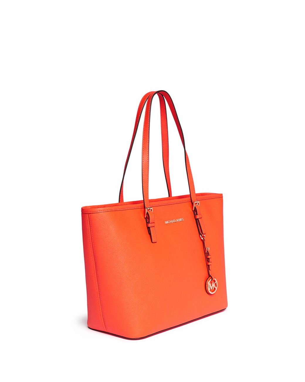 Michael Kors 'jet Set Travel' Saffiano Leather Top Zip Tote in Orange | Lyst