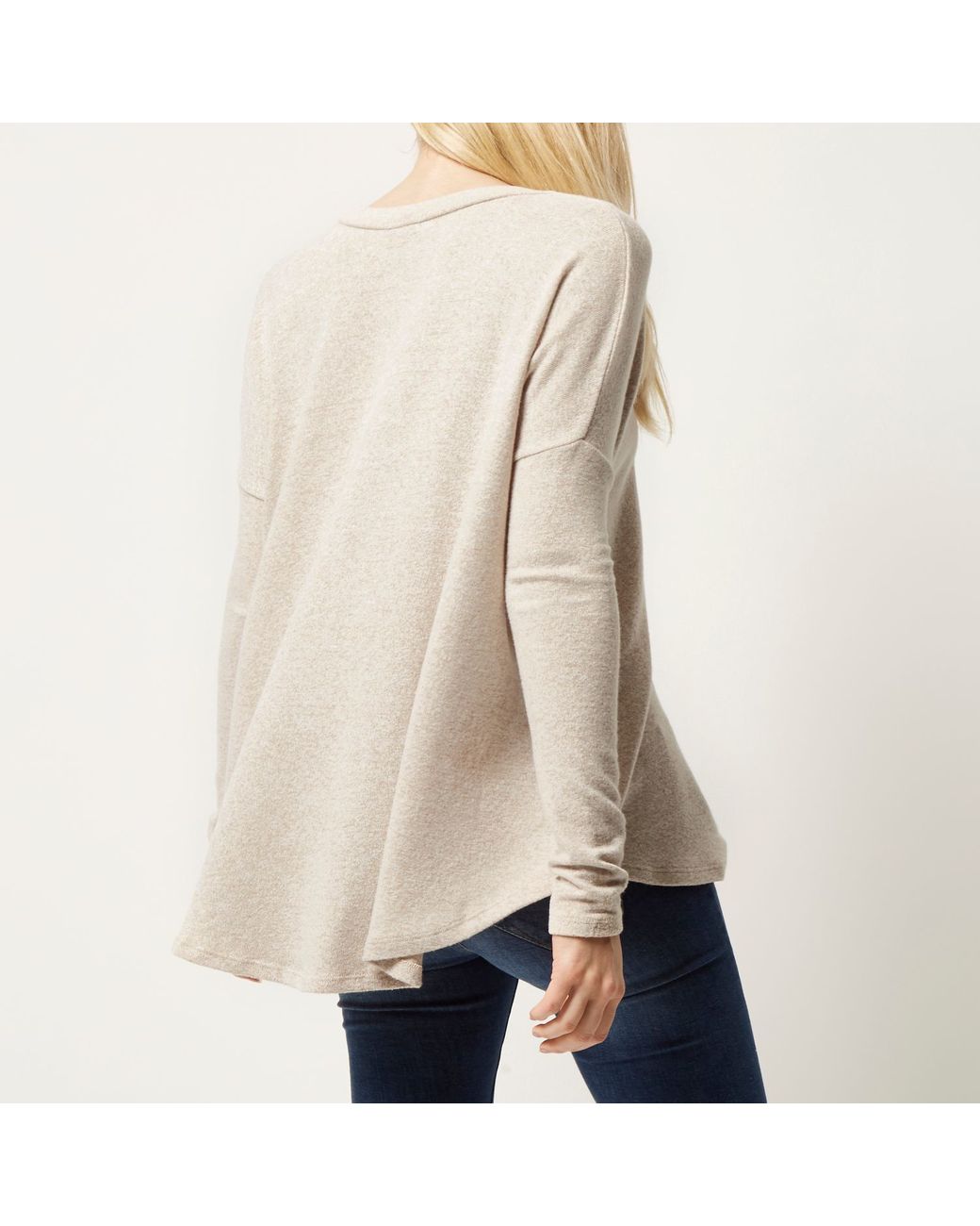 Beige Brushed Knitted Swing Jumper 