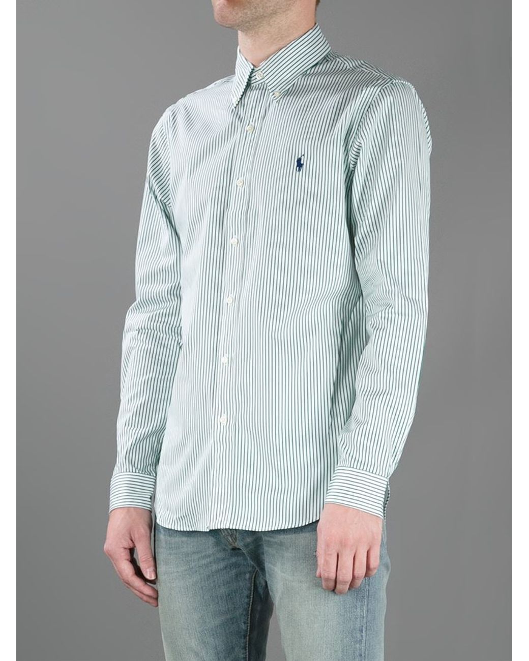 Polo Ralph Lauren Striped Shirt in Green for Men | Lyst