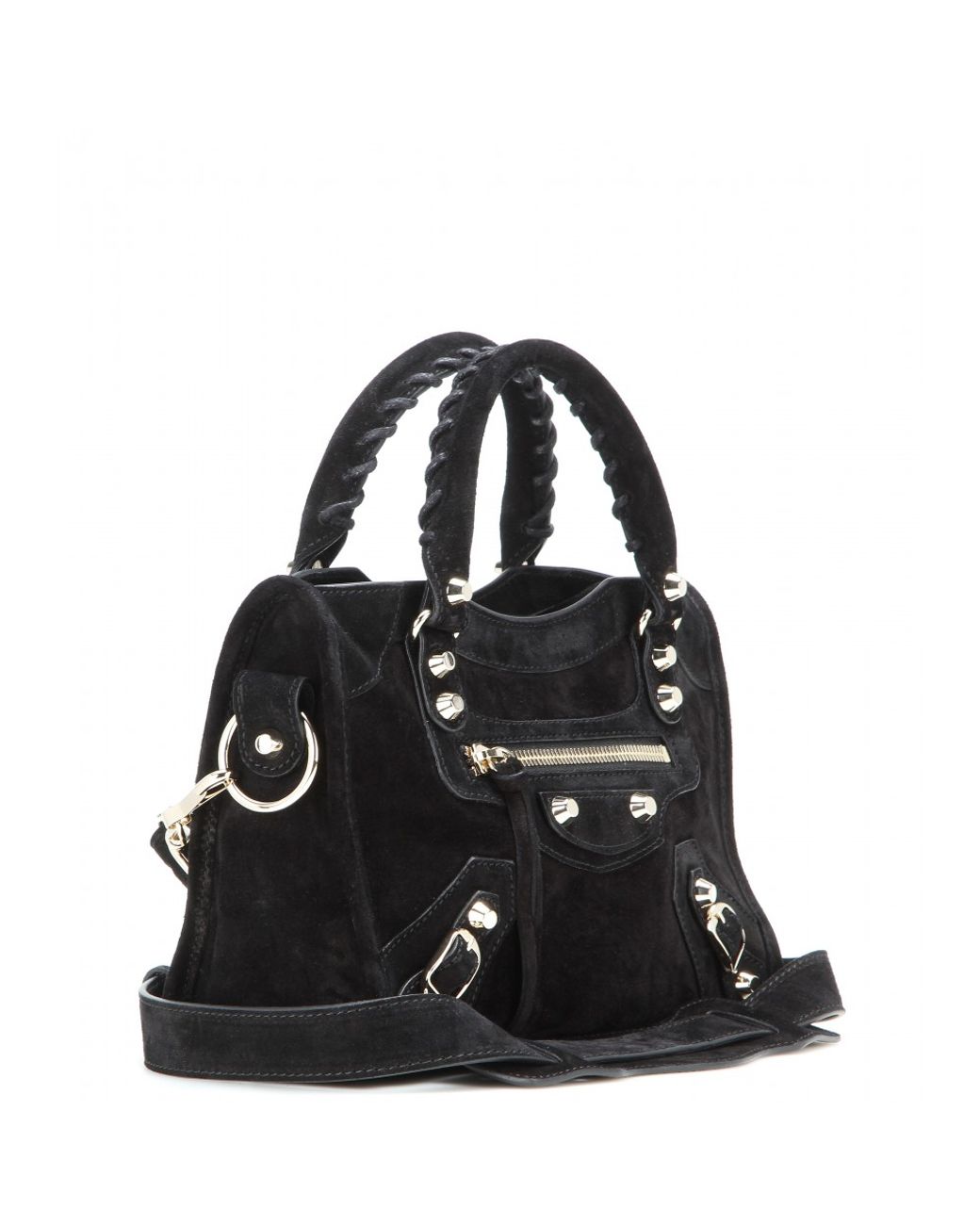 Balenciaga Classic Mini City Suede Shoulder Bag in Black  Lyst
