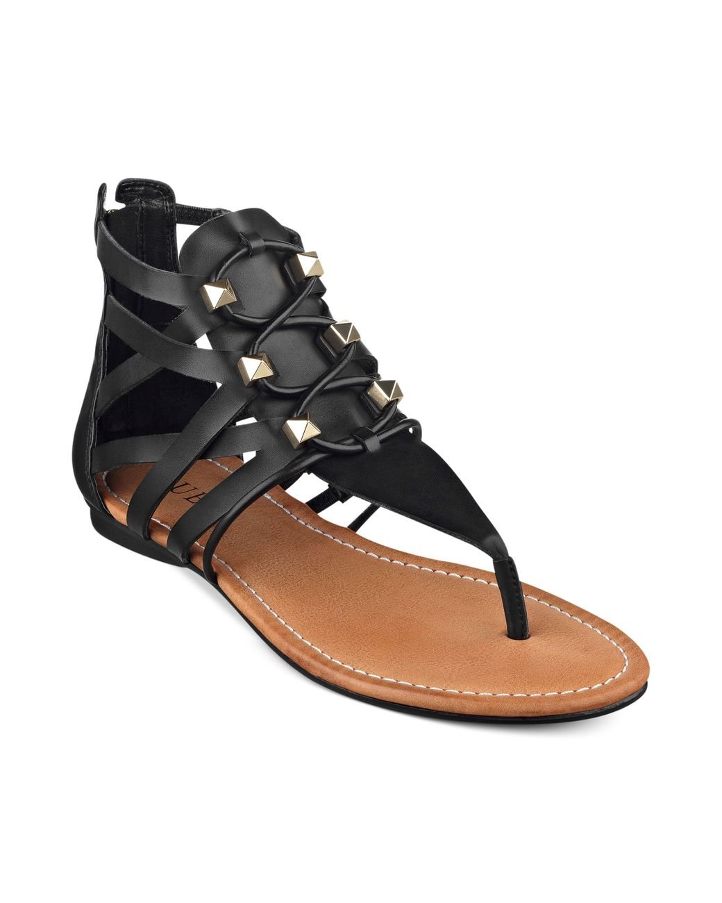 Black flat best sale gladiator sandals