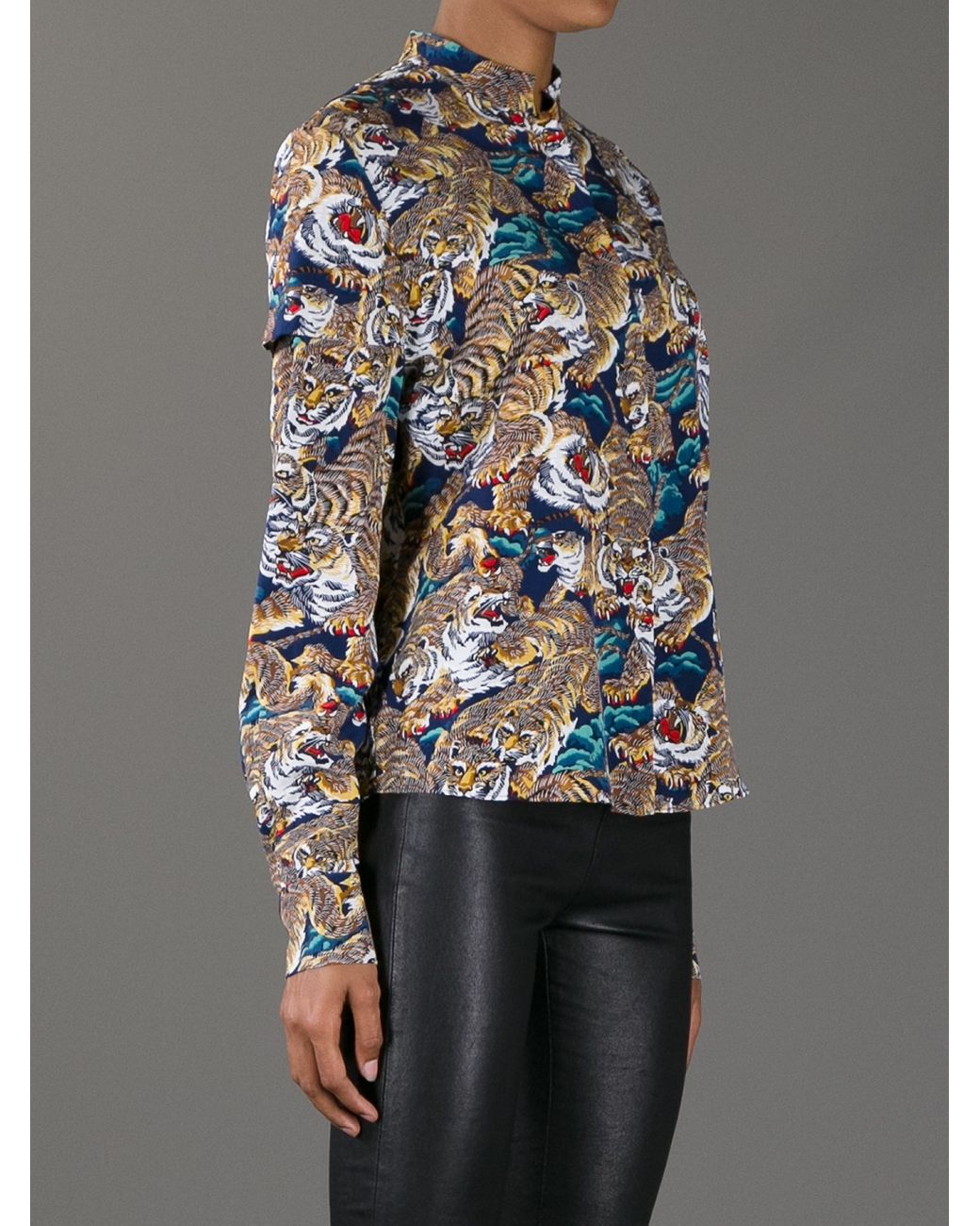 KENZO Flying Tiger Silk Shirt Lyst UK