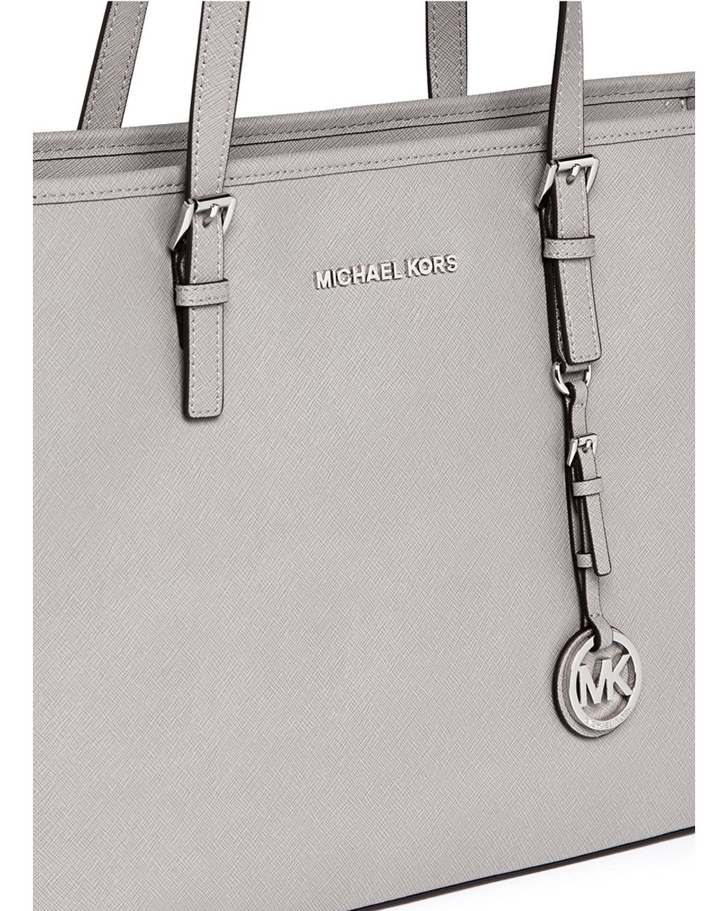 Michael Kors 'jet Set Travel' Saffiano Leather Top Zip Tote in Gray | Lyst