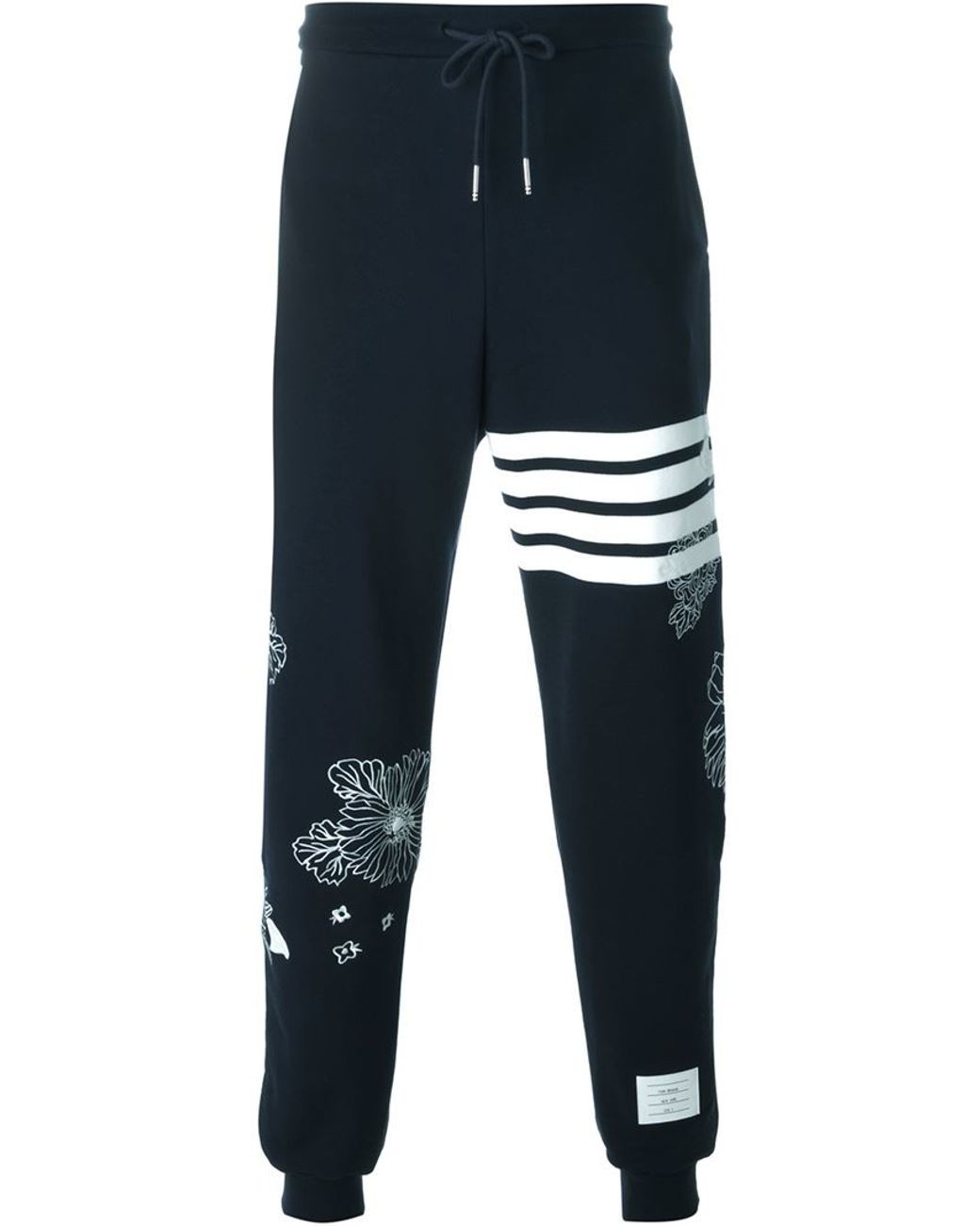 Thom Browne Floral Embroidered Sweatpants in Black for Men Lyst