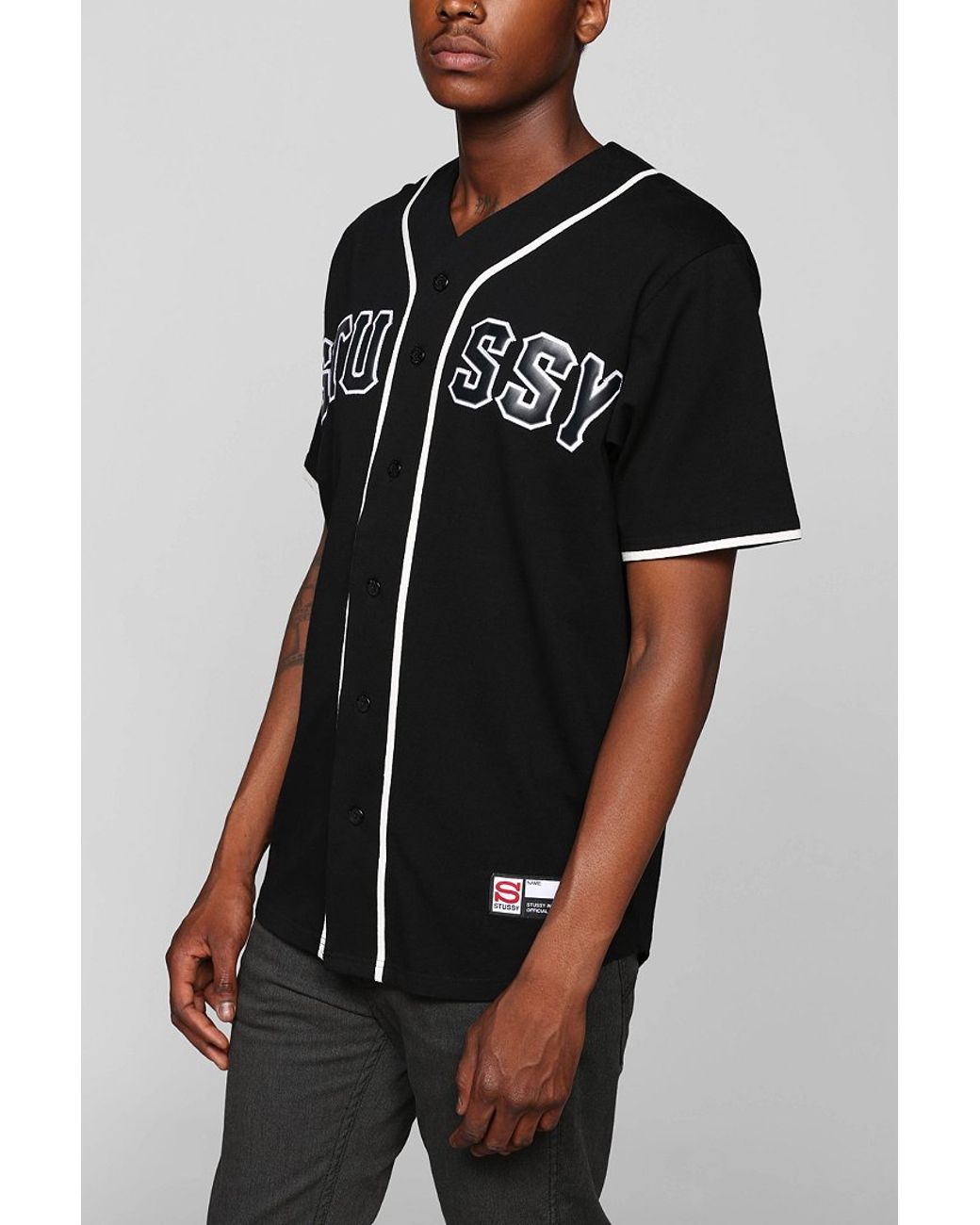 Stussy Baseball Jersey Tee in Black for Men | Lyst