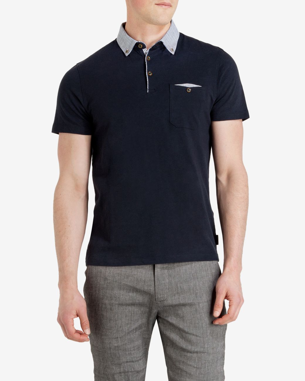 Ted Baker Checked Collar Polo Shirt in Blue for Men | Lyst