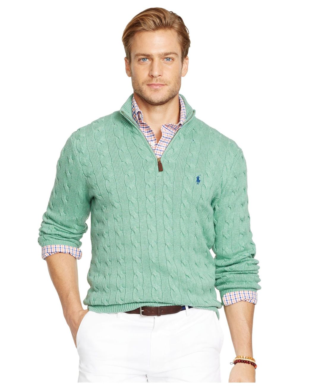 Polo Ralph Lauren Cable-knit Silk Sweater in Green for Men | Lyst