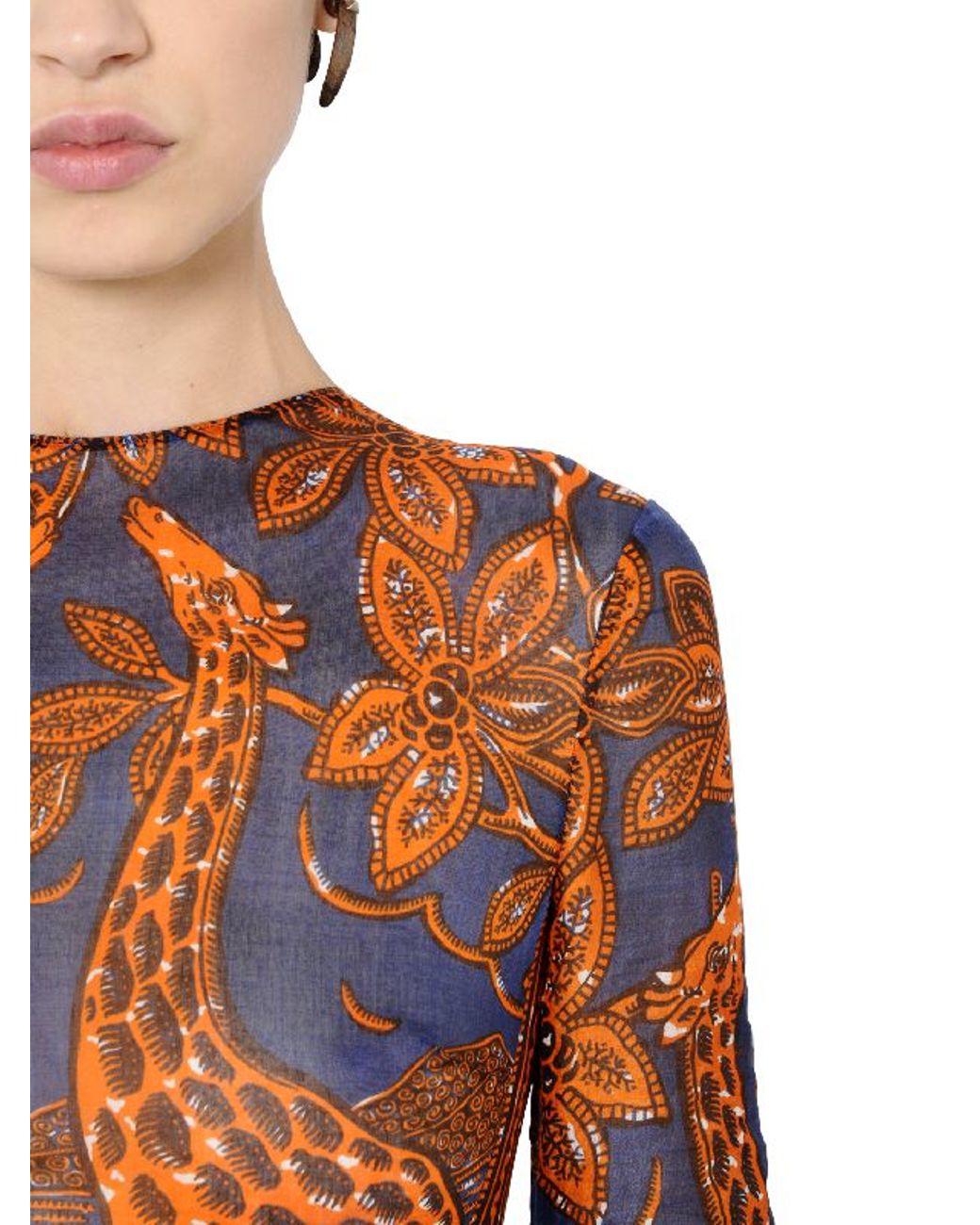 Valentino Giraffe Printed Cotton Muslin Dress Lyst