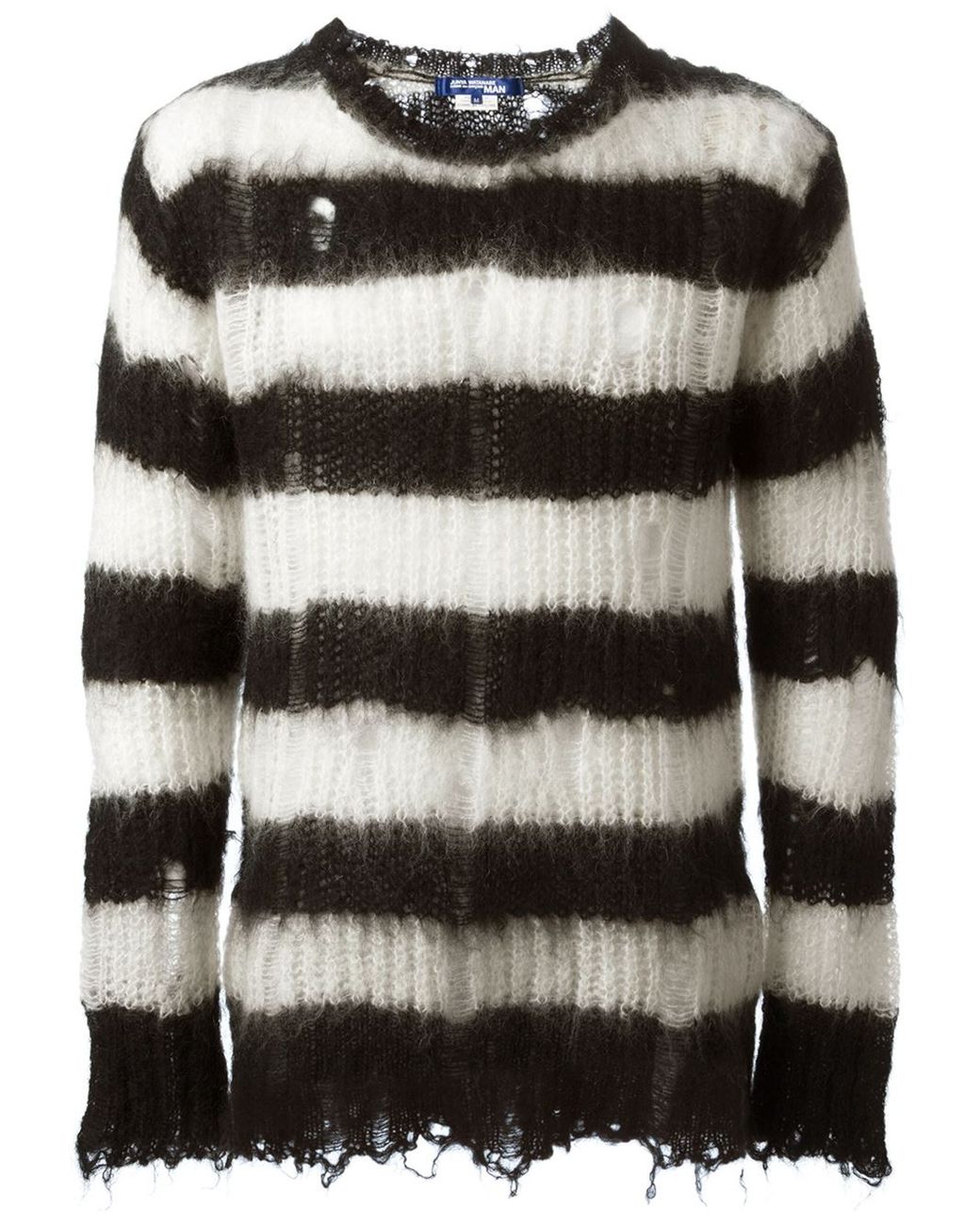 Junya Watanabe Striped Distressed Knit Sweater in Black for Men | Lyst