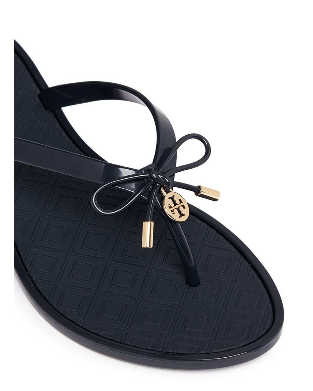 Tory Burch 'jelly Bow Thong' Embossed Flip Flops in Blue | Lyst