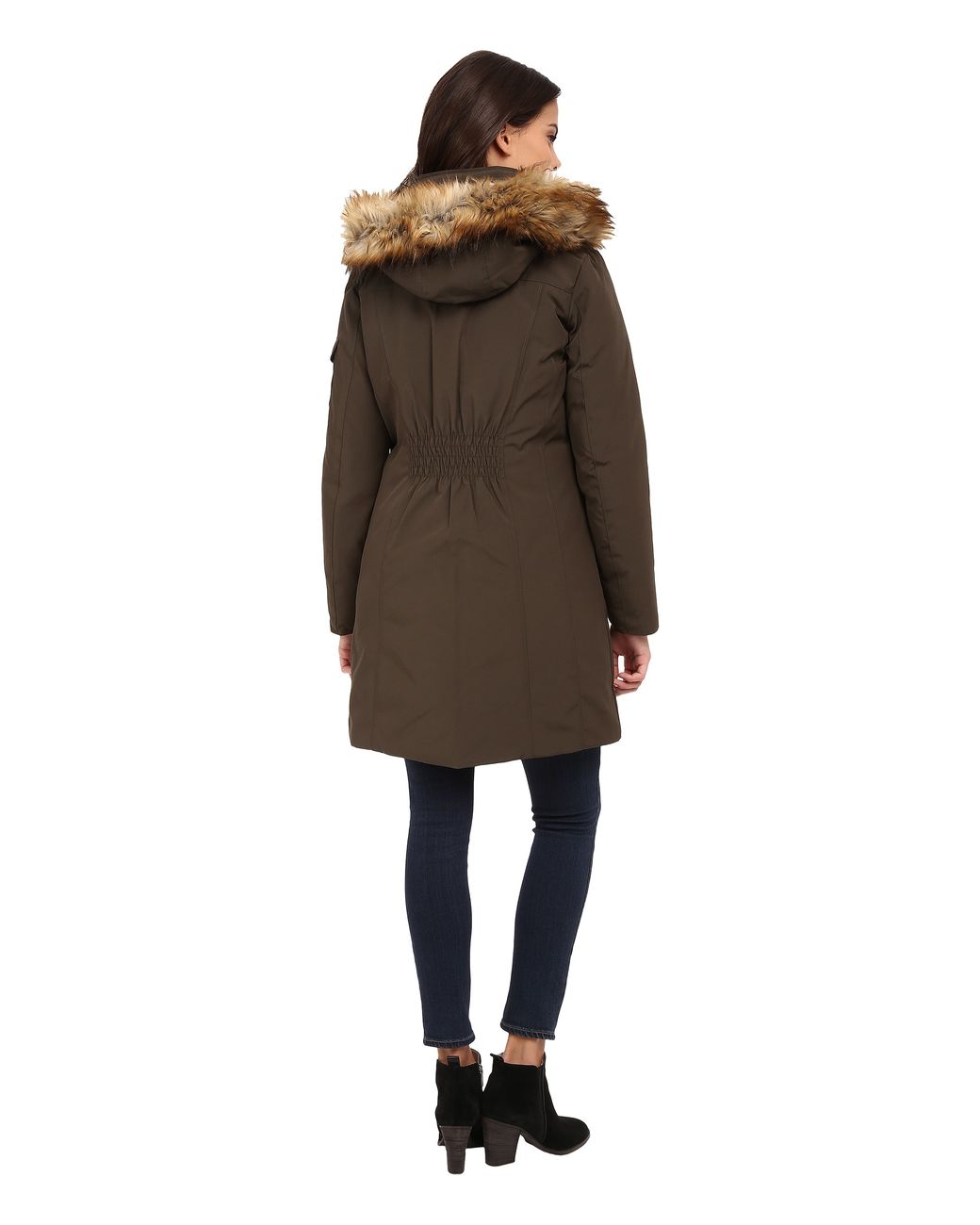 MICHAEL Michael Kors Down Parka W/ Faux Fur Trim in Green | Lyst