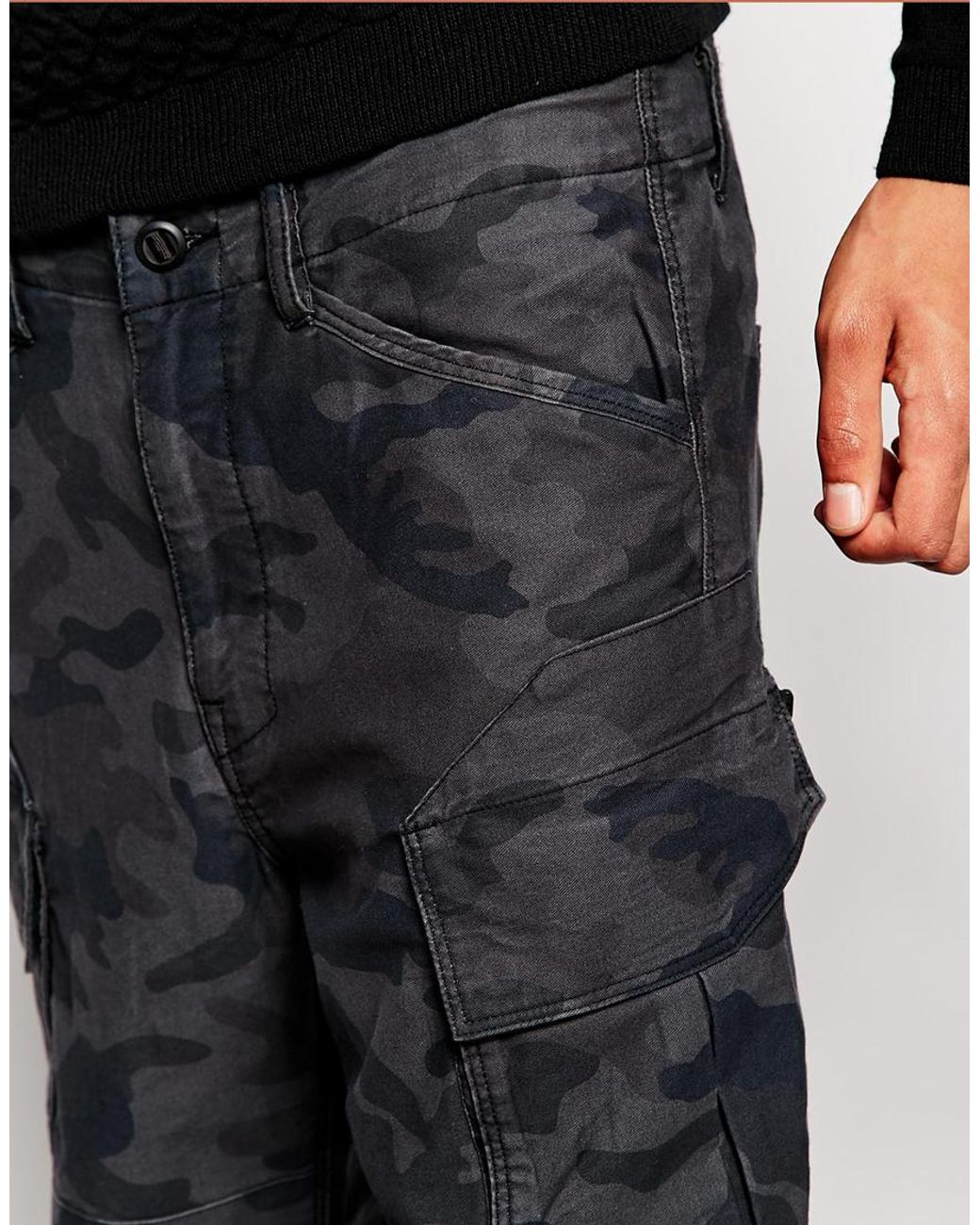 attent kennis bureau G-Star RAW G Star Cargo Trousers Rovic Tapered Camo Print in Black for Men  | Lyst