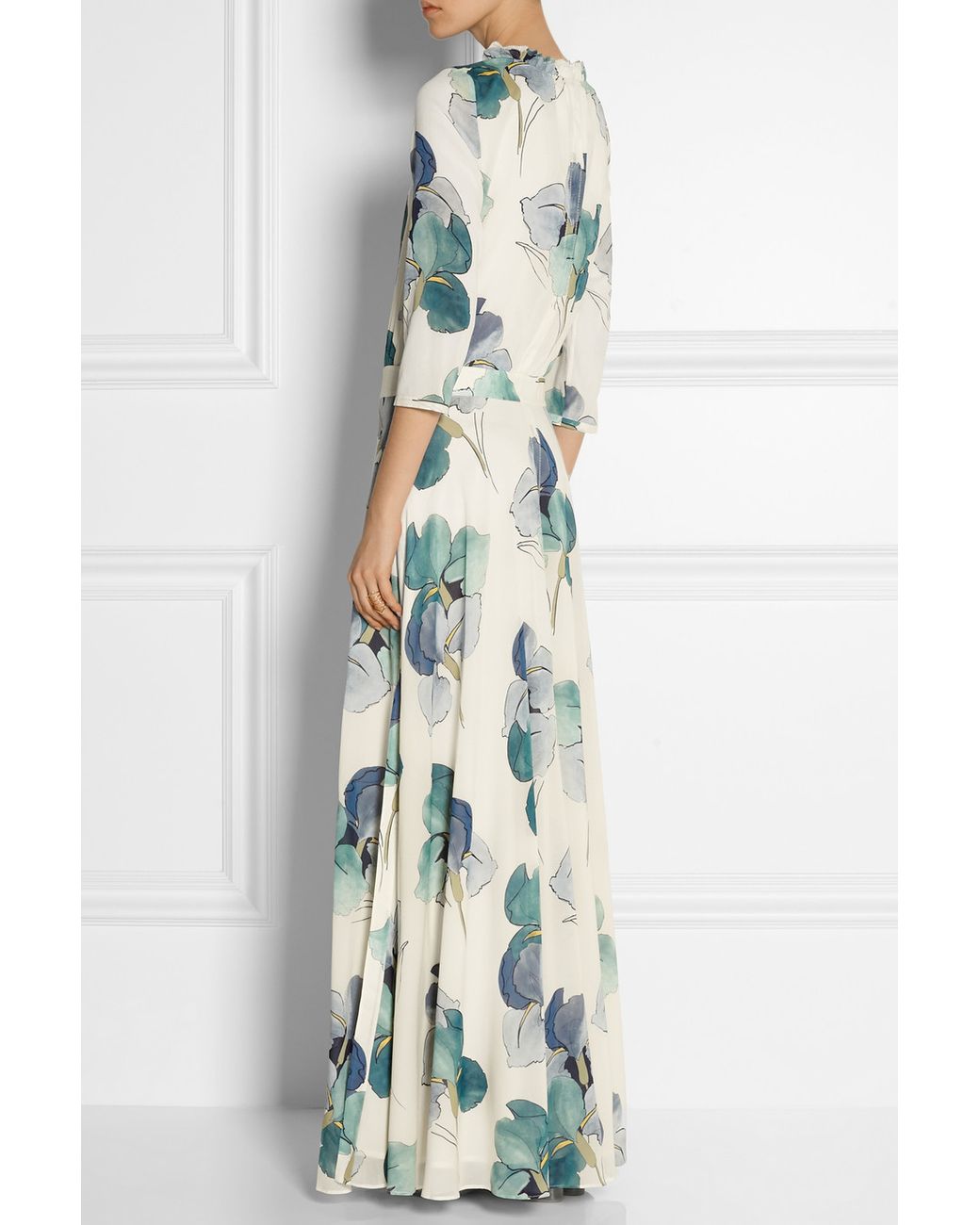 Tory Burch Julia Floral-Print Stretch-Silk Georgette Maxi Dress in Blue |  Lyst